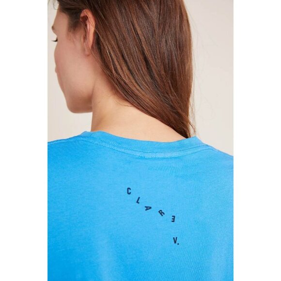 Clare V. Les Yeux Graphic Tee XS Blue Cotton Crewneck - Picture 2 of 12